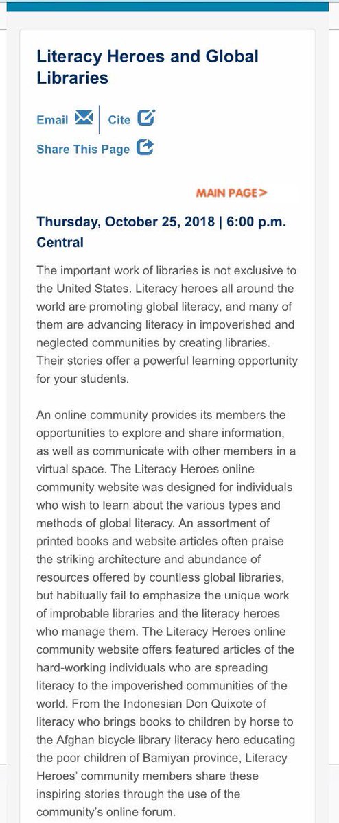 kristawelz's tweet photo. 🗣 If you’re interested in #GlobalLiteracy and #GlobalLibraries, don’t miss my webinar sponsored by @aasl in October! 🆓 to attend! Great for #ELA classrooms & school libraries! 🌏📚
https://t.co/wjhyXoWMA2
#litchat #tlchat #futurereadylibs #engchat #librarylife #txlchat https://t.co/0yloQ5I9iS