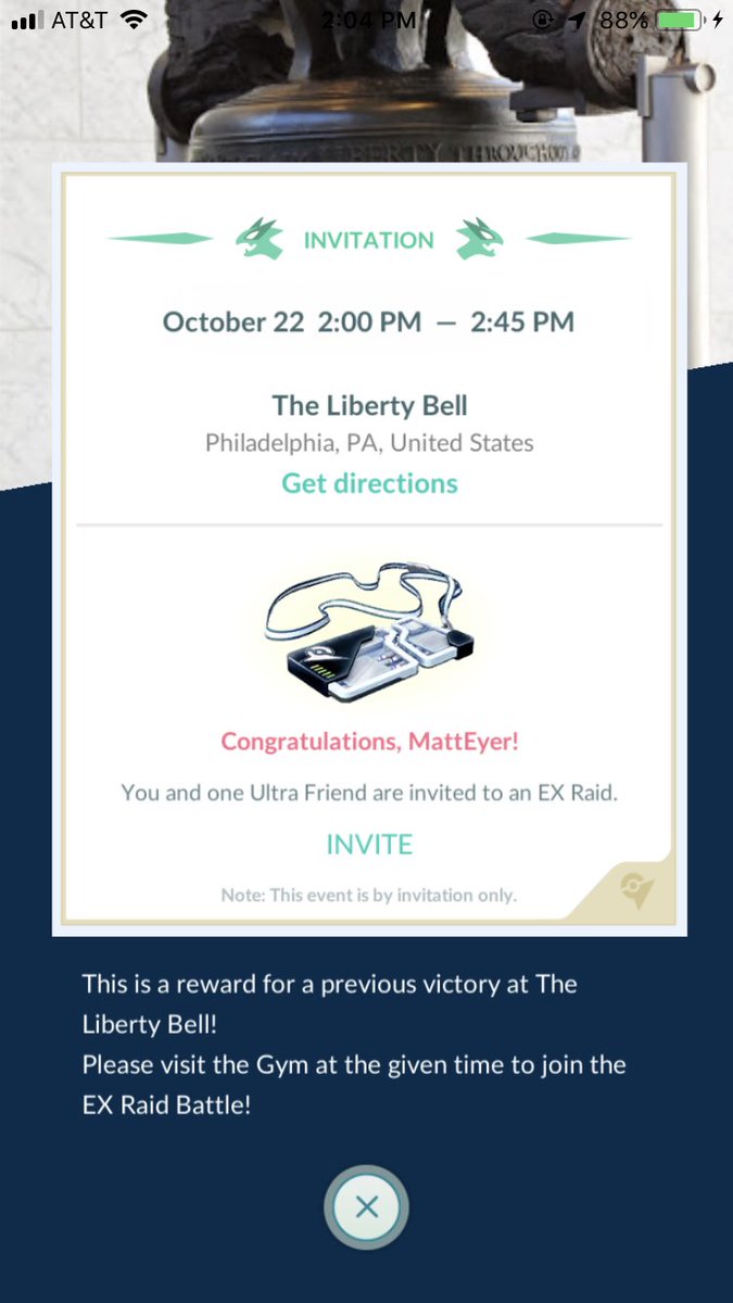 matteyer's tweet image. got an #EXraidpass at the #libertybell 🔔😎 and I have two tomorrow! #PokemonGo #philly #pokemongo #gottacatchemall