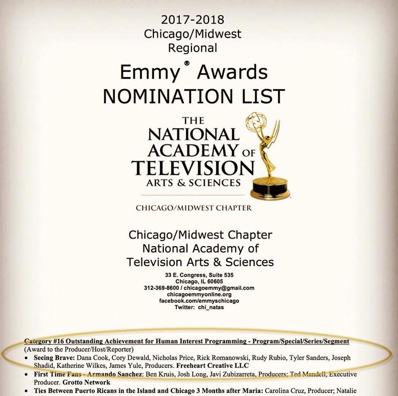 freeheartctv's tweet photo. #SeeingBrave has officially been nominated for an #Emmy!!!!! @TelevisionAcad https://t.co/2aaI11ctoL