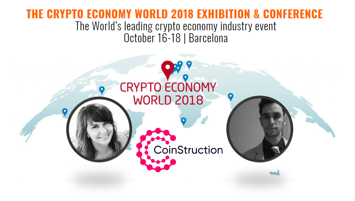 CStruction's tweet photo. #CoinStruction RoadShow keep going!
Meet our team this week in Barcelona at #CryptoEconomyWorld2018 (October 16-18) and #TokenMatch (October 19):
β‘οΈ Business Development Officer - Christof Waton
β‘οΈ CMO - Maryna Petrychenko
Book your appointment at marketing@coinstruction.com https://t.co/ZVUqRmV1Su