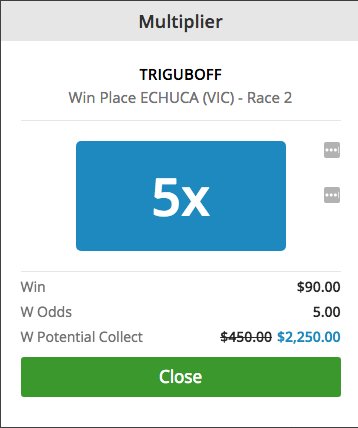 roy57a's tweet image. Magic CAN happen!

5 TIMES @tabcomau TAB multiplier struck. 

$25 effective price about @DKWeirRacing runner today which is now $3.80!