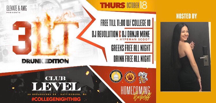 ConnectUsm's tweet photo. #3LIT #USMHOMECOMING @younggseree THURSDAY #DRINKFREEALLNIGHT #FREETIL 11pm #ClubLevel https://t.co/2e5OKHKodd