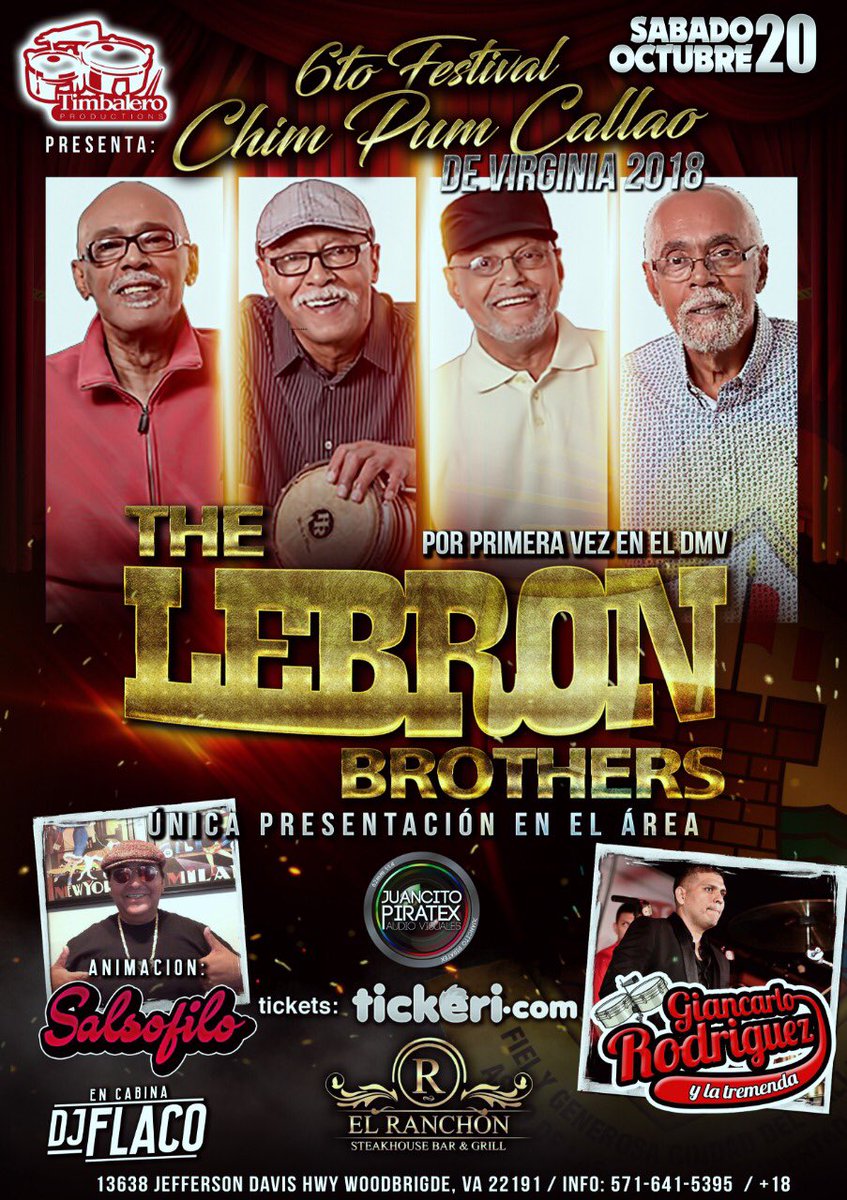 DjFlaCol's tweet photo. No te Quedes por Fuera LOS HERMANOS LEBRON Este Sabado 20 de Octubre en EL RANCHON Tickets a la Venta Text @ 301-828-0951. #DjFlaco https://t.co/2deWQJj4rk