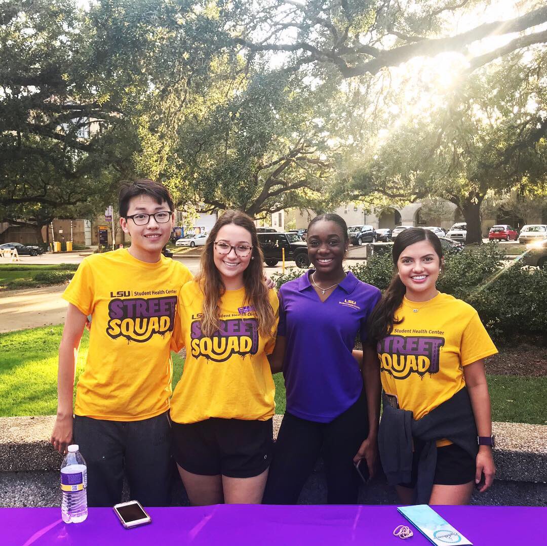 LSUHealthCenter's tweet photo. Take Back the Night, happening now! Candlelight one mile march starts at 7pm! Join in with survivors of sexual violence to show our commitment to end harm. #tbtn2018 #survivorsofsexualviolece #survivors #endharm #streetsquad #freetshirts #freefood #entertainment https://t.co/CncNiXdCL0