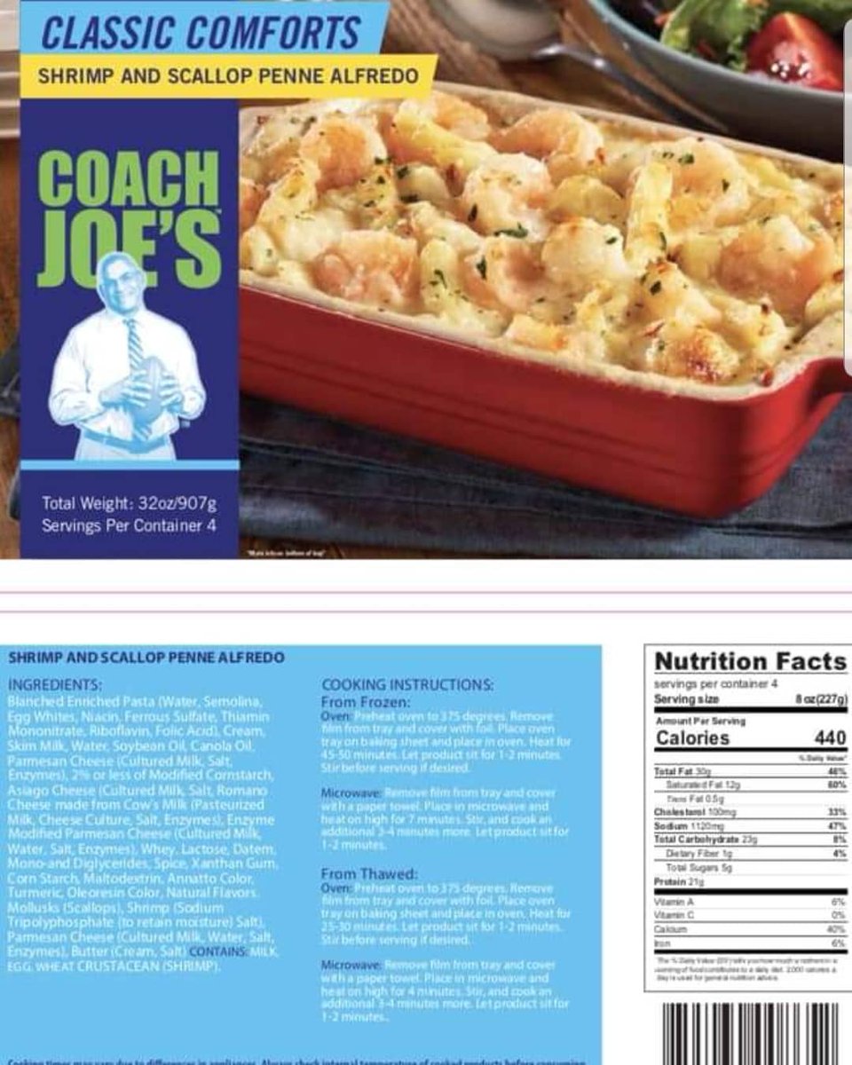 CoachJoes's tweet photo. Shrimp and Scallop Penne Alfredo just in time for the cool weather of fall. 🍁🍂 Available in family size 2lb trays. Just heat in oven and enjoy!!💥💥🏈🏈👊🏽👊🏽 #ShrimpandScallopsPenne #CoachJoesMarket #Chef #Chefs #Food #Foodie #Foodies #FoodPorn https://t.co/4xxvM30gJF