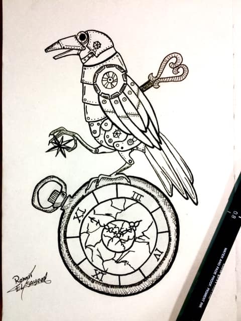 RonniiElsayed's tweet photo. #Day14
#clock 🕰
#ink
#inktober
#inktober2018 https://t.co/k96r82ugaU