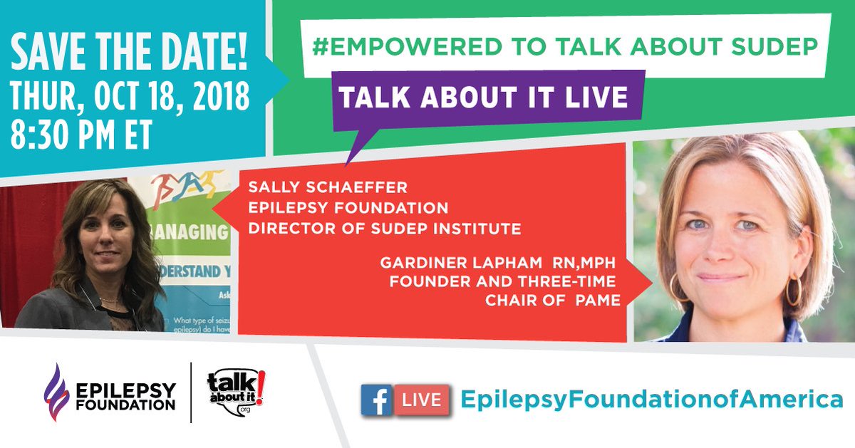 Join the Epilepsy Foundation’s SUDEP Institute to talk about SUDEP and learn how you too can feel empowered to talk about it with your health care team.
Find out how to watch and ask questions at: bit.ly/2P0jvKk