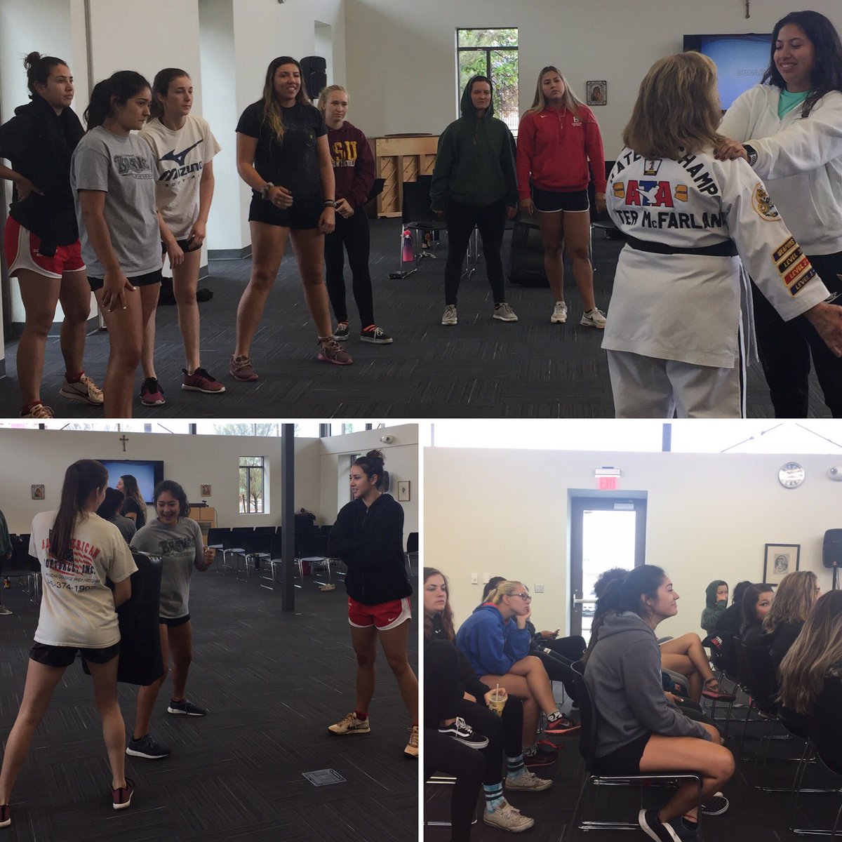 softball_BENU's tweet photo. Check us out learning some self-defense moves on Saturday! #beredhawks #SelfDefense #teambonding https://t.co/sNIOMqlbhS