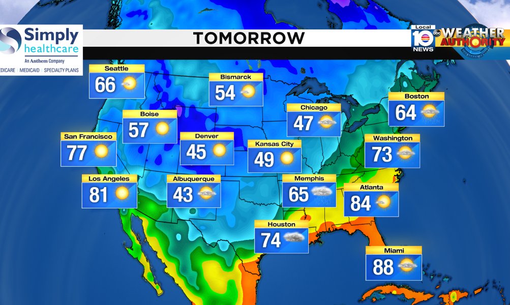 Here is the national forecast for tomorrow Presented by Simply Healthcare https://t.co/xIVitsupbr