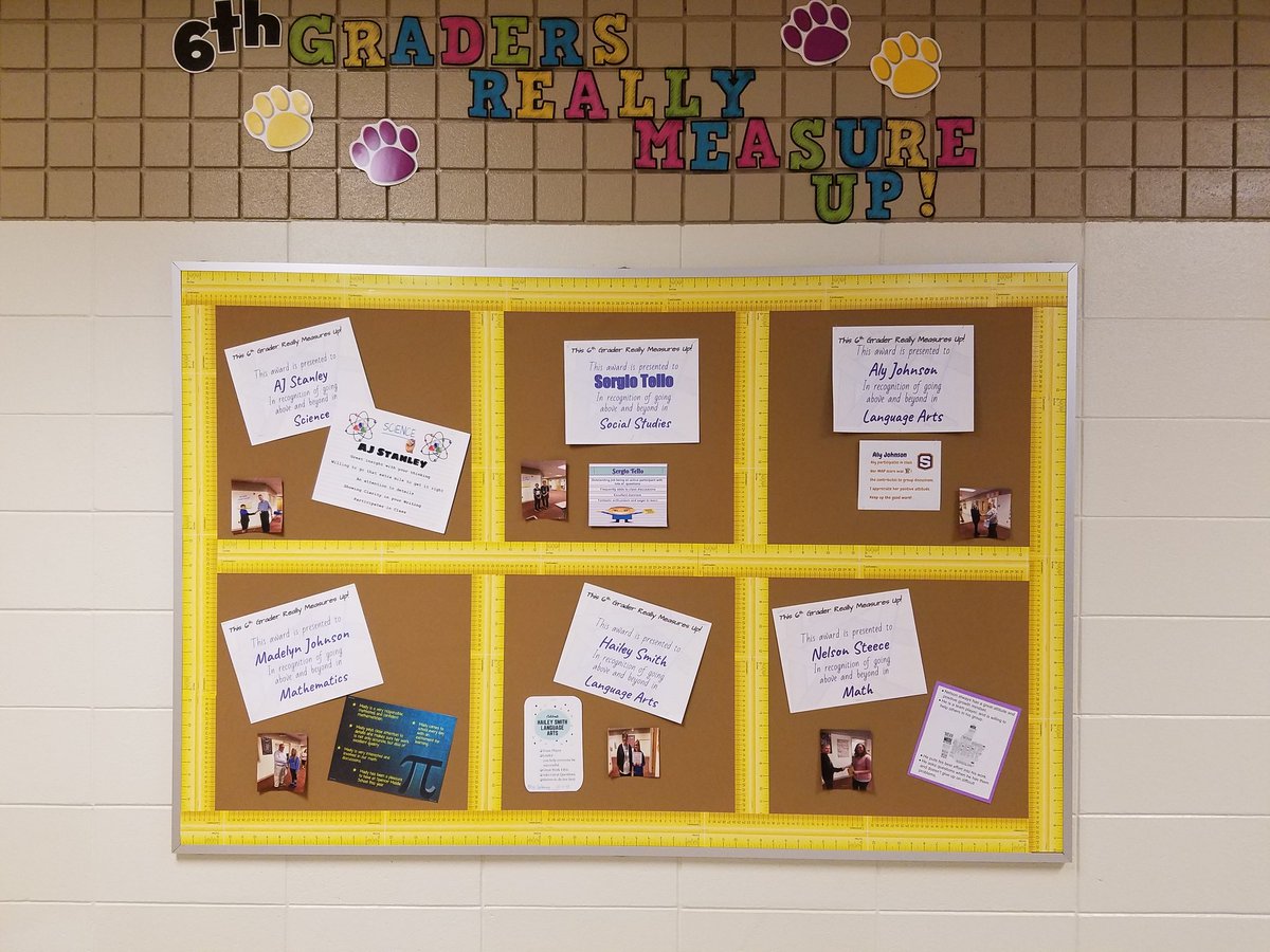 TigerMath6's tweet photo. These 6th Grade students @smstigers1 "Measure Up" by exemplifying what it means to be a successful 6th grader does on a day to day basis! #SpencerTigers https://t.co/kyZhWx8lBR