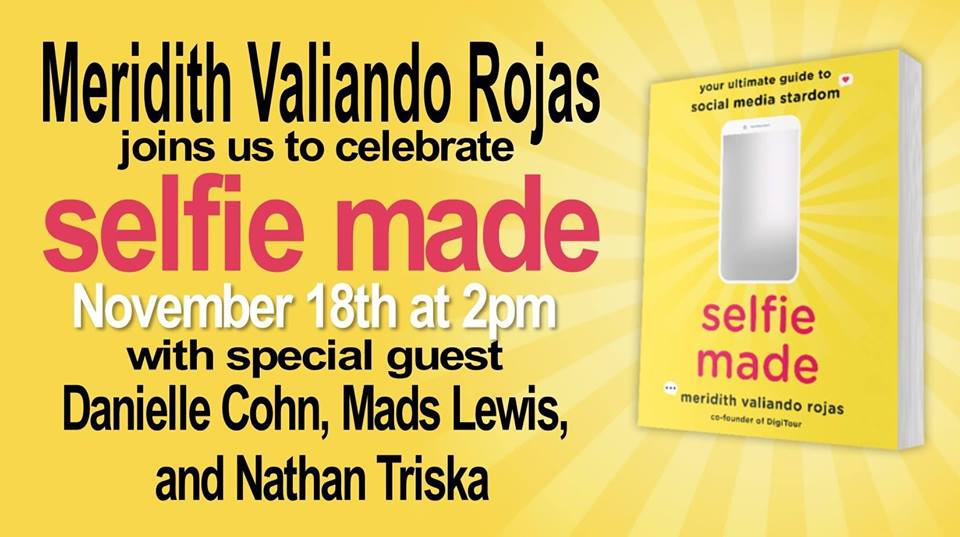 #SaveTheDate
Meet Co-Founder and CEO of The <a href="/DigiTour/">DigiTour</a> Media, <a href="/MValiando/">Meridith Valiando Rojas</a> and her Special Guest Danielle Cohn, Mads Lewis, and <a href="/NathanTriska/">NATHAN TRISKA</a>  when they join us to celebrate "Selfie Made: Your Ultimate Guide to Social Media Stardom
facebook.com/events/2385576…