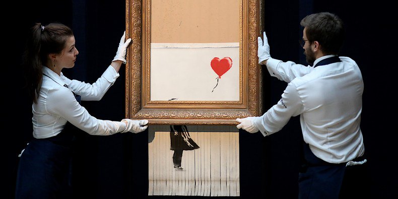 wmag's tweet photo. The best memes of Banksy's self-destructing art stunt: https://t.co/pFPFOawc0A https://t.co/PqWenSNZ3u