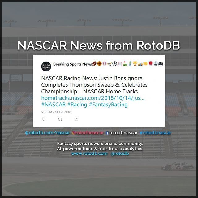 rotodbnascar's tweet photo. https://t.co/B6pxJJXMZu Sports News via @rotodbnews #Sports #Fantasy #FantasySports #NASCAR #Racing #FantasyRacing https://t.co/DIvgTwhxOQ