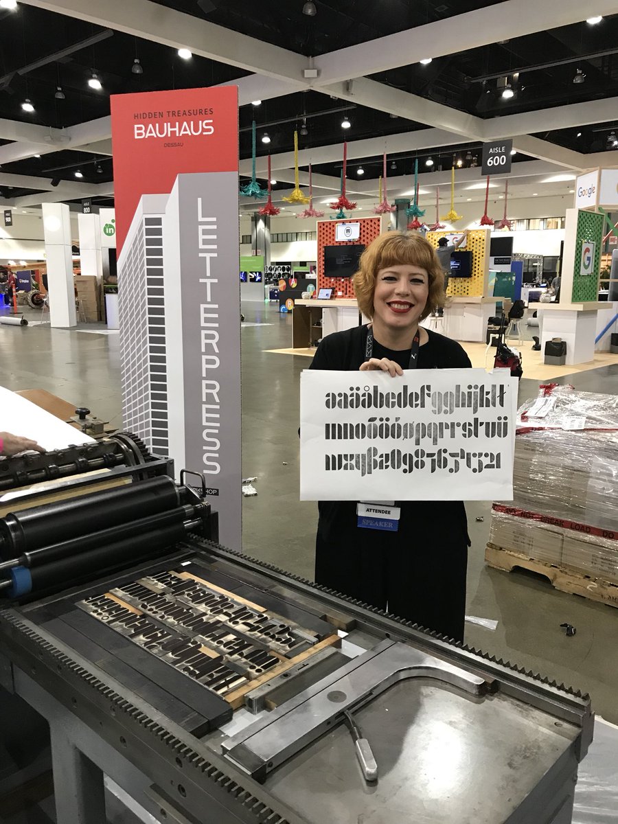thisissonja's tweet photo. First print of #joschmi out with @flaviazim and @galeriep98a at #adobemax2018. Beautiful! #fonts #letterpress #postdigitalletterpress #berlingoesla https://t.co/jKveau9jML