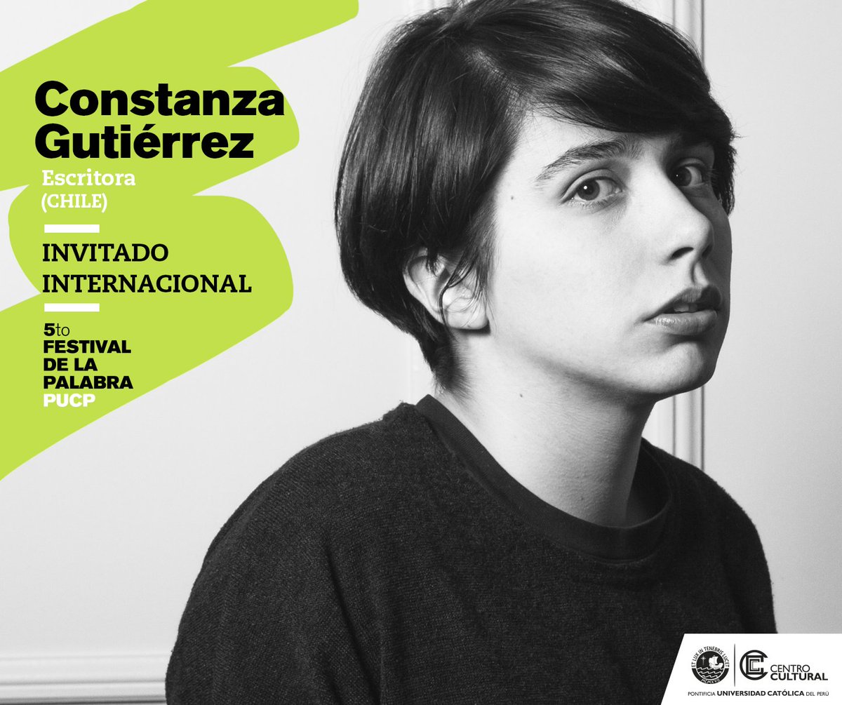 CCULTURALPUCP's tweet photo. Desde Chile, llega al #5FLP la joven escritora #ConstanzaGutiérrez, ganadora del premio Roberto Bolaño con el cuento #ARIZONA. 
Entérate más sobre su trayectoria y la de nuestros otros invitados aquí https://t.co/G3hnQtT7bG
Del 19 al 21 de octubre, 🗣#DímeloEnLaCara https://t.co/9zlIFWrF8t
