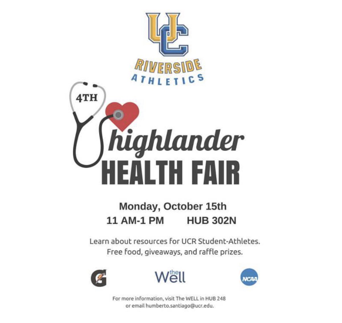 UCRSportsMed's tweet photo. ⚠️ ⚠️⚠️FREE STUFF ALERT🔥🔥🔥
@UCR_Athletics Stop by tomorrow HUB302N for our 4th Annual Highlander Health Fair!! https://t.co/uKkSQnjWcp