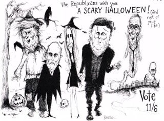 AndyBoerger's tweet photo. My latest political drawing is posted on Dailykos..com. What a scary Halloween! 

最新の政治の絵はhttps://t.co/yYKGSOXUMAに公開されています。今年のHalloweenは怖い！

https://t.co/0JE9hG0gyR

#halloween #Trump #America_today #political_talks #USA #アメリカ政治 #dailykos https://t.co/oRT55Qn1Rc