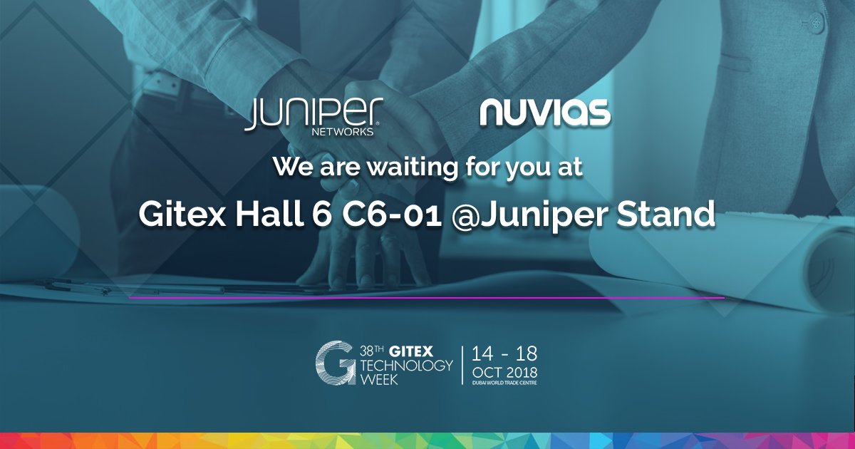 Nuvias_MEA's tweet photo. Discover with Nuvias the latest Juniper Networks solutions updates, we are waiting for you at Gitex, Hall 6 C6-01 @Juniper Stand.
#Nuvias #NuviasMea #NuviasDubai #NuviasGitex @GITEXTechWeek #Gitex2018
https://t.co/E7a38m7DQj https://t.co/CRHm8ncO79