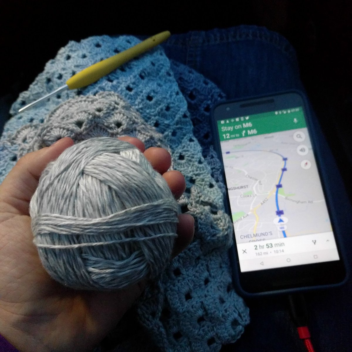 Multitasking navigator in the middle of the roadtrip. I think I shall run out of the yarn before we arrive :D 
#roadtrip #morning #crochet #Navigation #rain #CraftHour