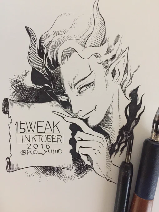 Inktober公式お題、15.Weak   弱点、こんな奴に握られたら…いけませんねぇ   #inktober 
#inktober2018 