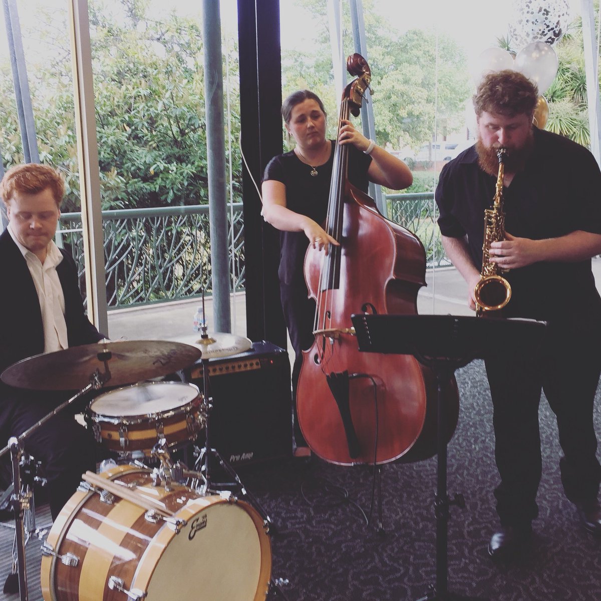 ‘Three’s Company’ warming up the crowd with some jazz grooves...