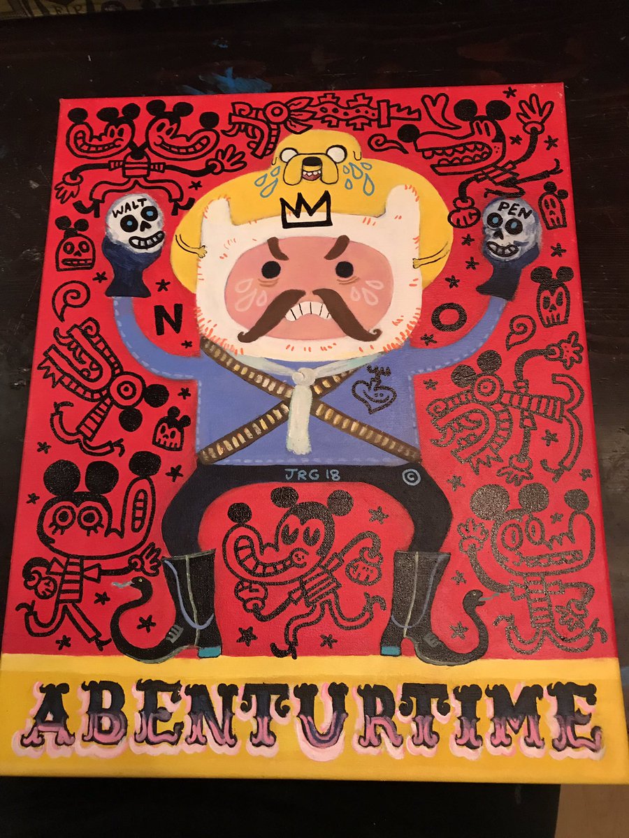 mexopolis's tweet photo. Collaboration with @Alfie_Ripstein for Border Bang 2 at @CoagulaMagazine. Me paint drawing on top of his bootleg painting versions of my paintings sold at Border Bang 1. #borderbang2 https://t.co/KU64fm2rvU