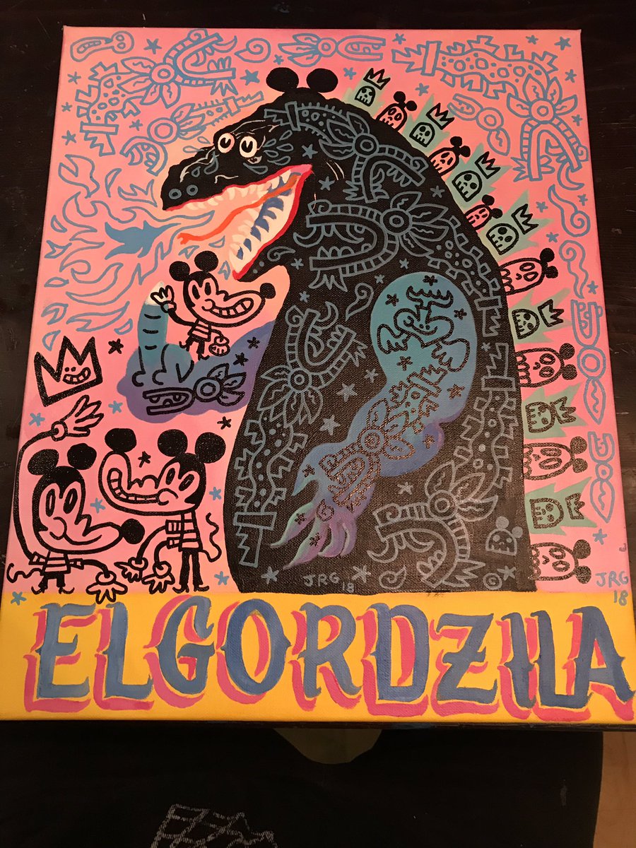 mexopolis's tweet photo. Collaboration with @Alfie_Ripstein for Border Bang 2 at @CoagulaMagazine. Me paint drawing on top of his bootleg painting versions of my paintings sold at Border Bang 1. #borderbang2 https://t.co/KU64fm2rvU