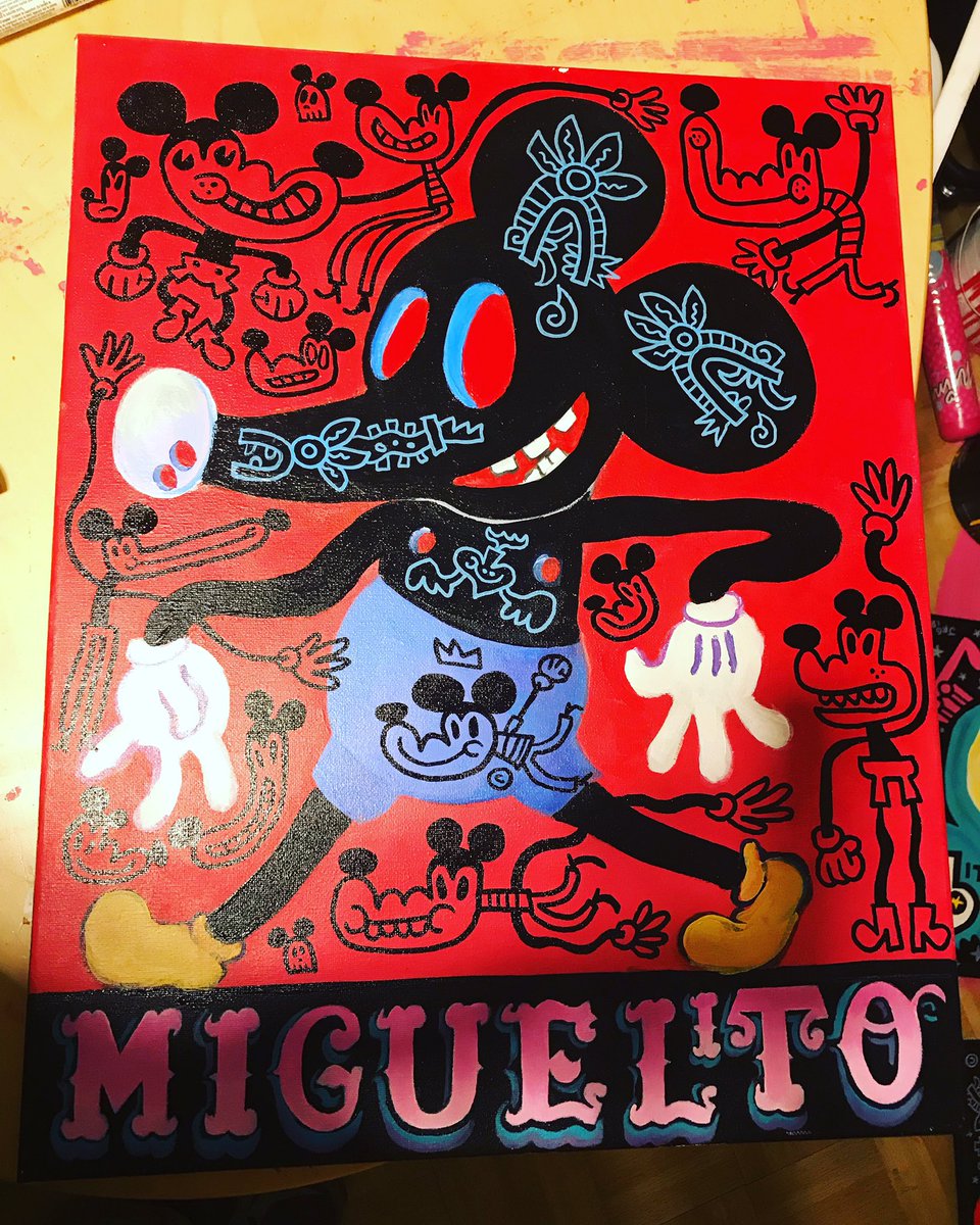 mexopolis's tweet photo. Collaboration with @Alfie_Ripstein for Border Bang 2 at @CoagulaMagazine. Me paint drawing on top of his bootleg painting versions of my paintings sold at Border Bang 1. #borderbang2 https://t.co/KU64fm2rvU