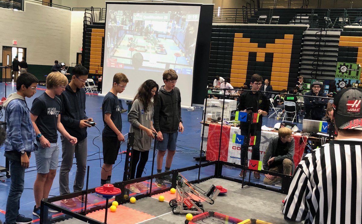 k_debest's tweet photo. Our first VEX competitive robotics tournament this school year at Damien High School. Such an exciting day! @PegasusSchool https://t.co/OBx1dh6NVa
