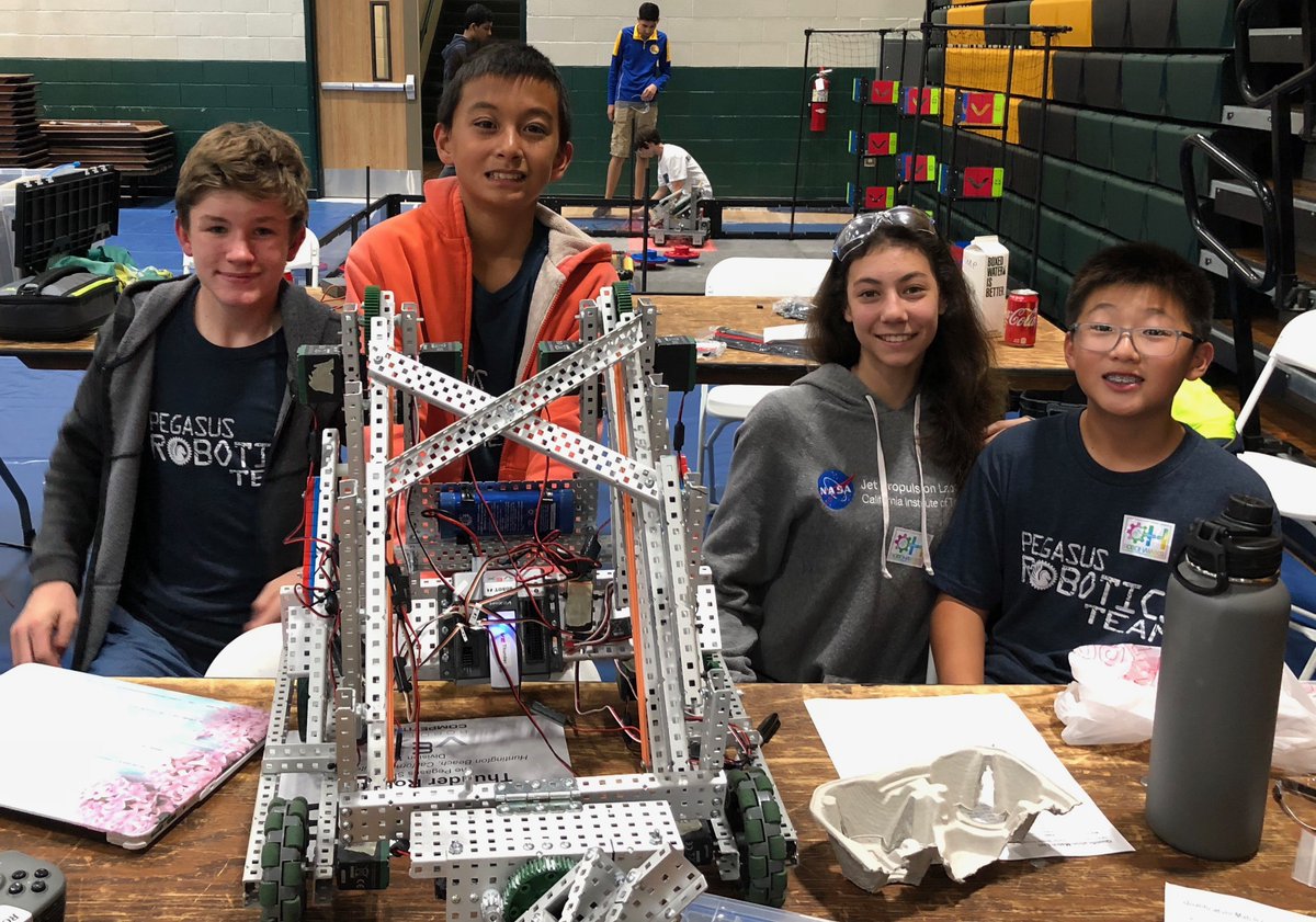 k_debest's tweet photo. Our first VEX competitive robotics tournament this school year at Damien High School. Such an exciting day! @PegasusSchool https://t.co/OBx1dh6NVa