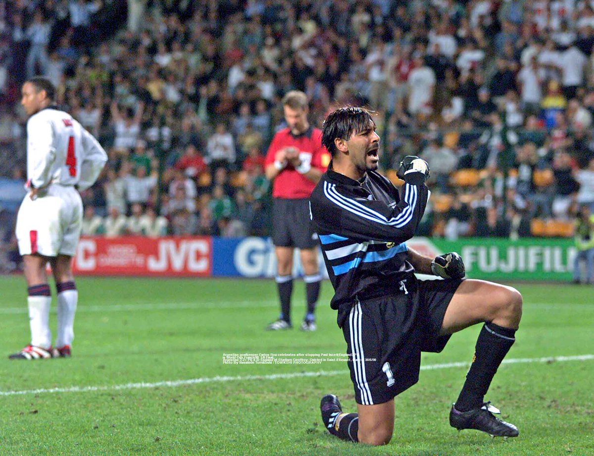 Twitter 上的 tphoto："Argentine goalkeeper Carlos Roa celebrates after stopping Paul Ince4(England) PK in World Cup France98 1/8 Final, Argentine 2-2 ( PK 4-3) England at Stadium Geoffroy- Guichrd in Saint-Etiennet, France 30/6/98