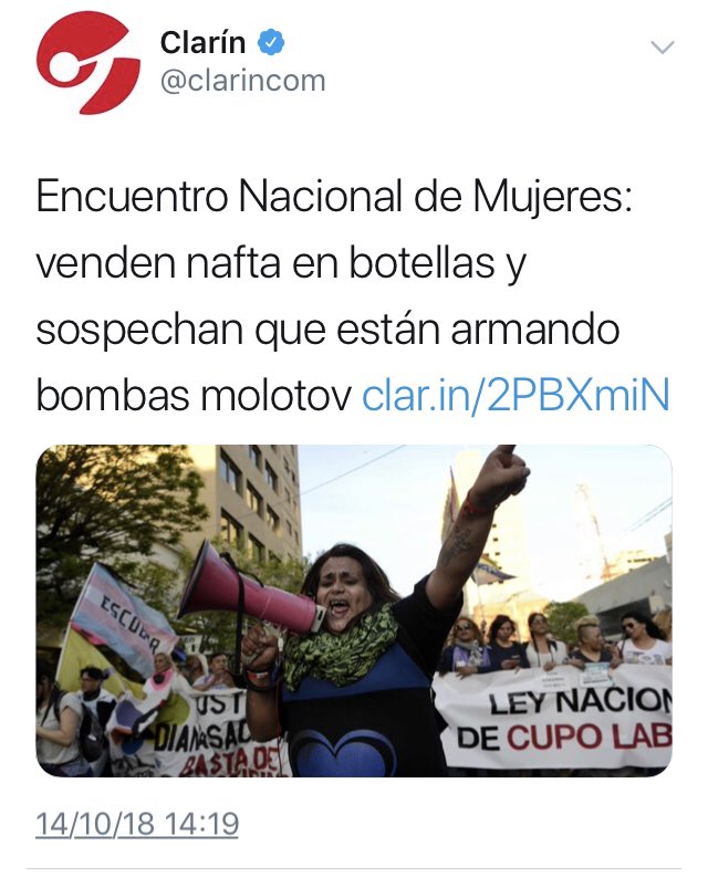 maruska's tweet photo. #E2018 Esto es mucho más que estigmatizar y criminalizar a uno de los colectivos más violentados en Argentina y la región: travestis y trans, con una edad promedio de vida de 35 años. Esto es violencia mediática para enseñar y repudiar en talleres de periodismo. https://t.co/ah1u13u0N5
