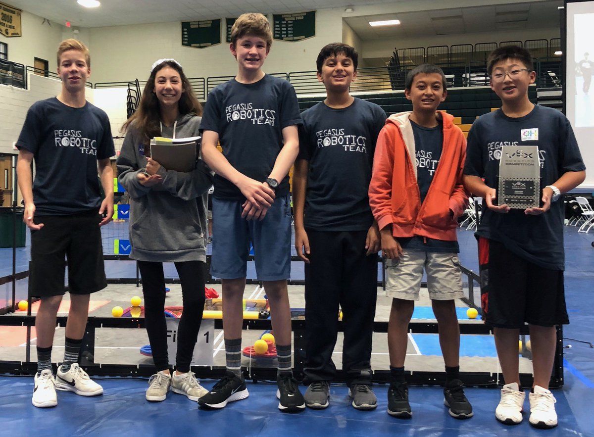 k_debest's tweet photo. So proud of all the hard work these students have put in to their designs! Bringing home our first two competitive robotics awards: Judges Award for exemplary effort and perseverance and the Amaze Award for solid mechanical design &amp; demonstrated robot programming @PegasusSchool https://t.co/zOEn3lRkNp
