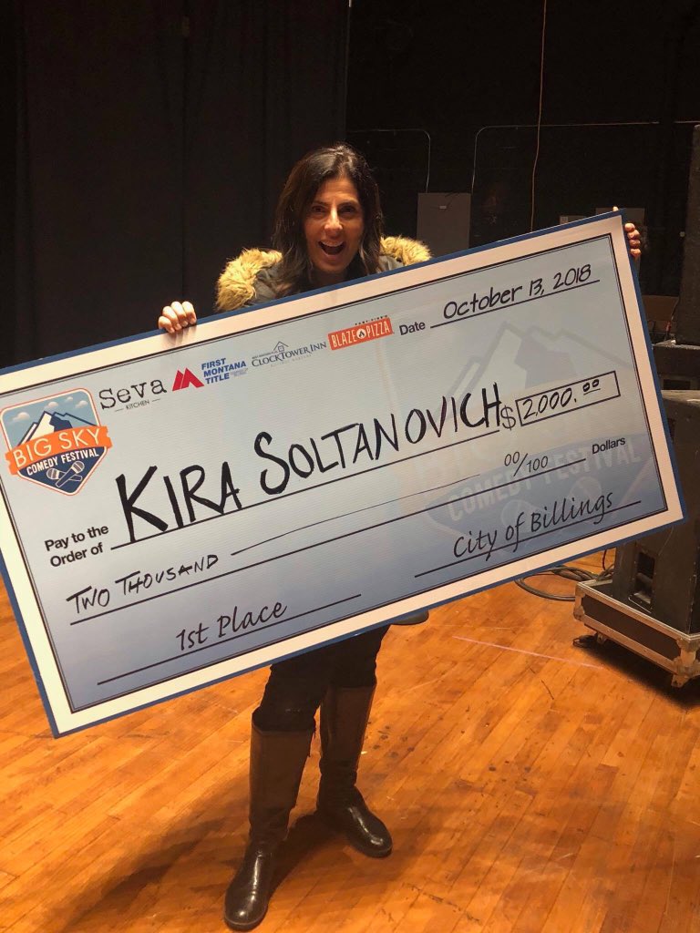 bigskycomedy's tweet photo. Congratulations to the 2018 Big Sky Comedy Festival Champion @KiraSoltanovich !!!!!! https://t.co/FrtdIuMGOw
