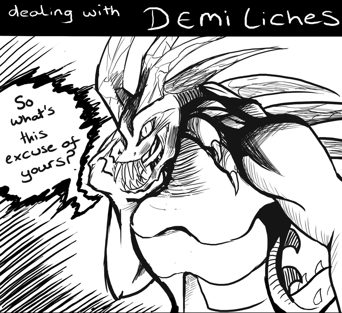Zephyrsword's tweet photo. I found my sketchbook crammed with tons of Baldur's Gate Halloween fanart, so I thought I'd update this year with a new one. Demiliches are fun to fight man. #BaldursGate #inktober #inktober2018 #BG2 #BGII https://t.co/g2kqZfFuPJ
