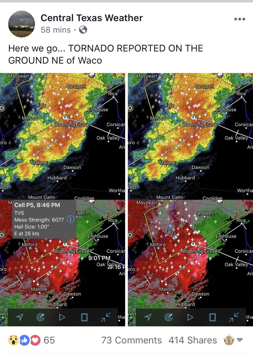 NavarroOEM's tweet image. This is both irresponsible and dangerous. Please do not utilize UNTRUSTWORTHY and UNVERIFIABLE resources when seeking information on severe weather or any emergency situation. None of this data is confirmed or true. @NWSFortWorth @TxDPS @FCC #falsereporting