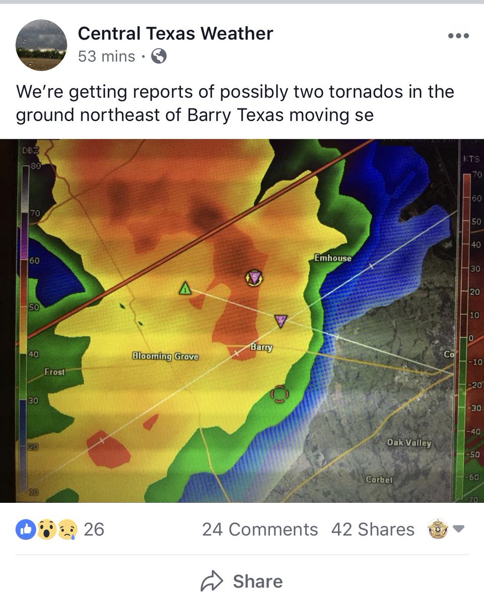 NavarroOEM's tweet image. This is both irresponsible and dangerous. Please do not utilize UNTRUSTWORTHY and UNVERIFIABLE resources when seeking information on severe weather or any emergency situation. None of this data is confirmed or true. @NWSFortWorth @TxDPS @FCC #falsereporting