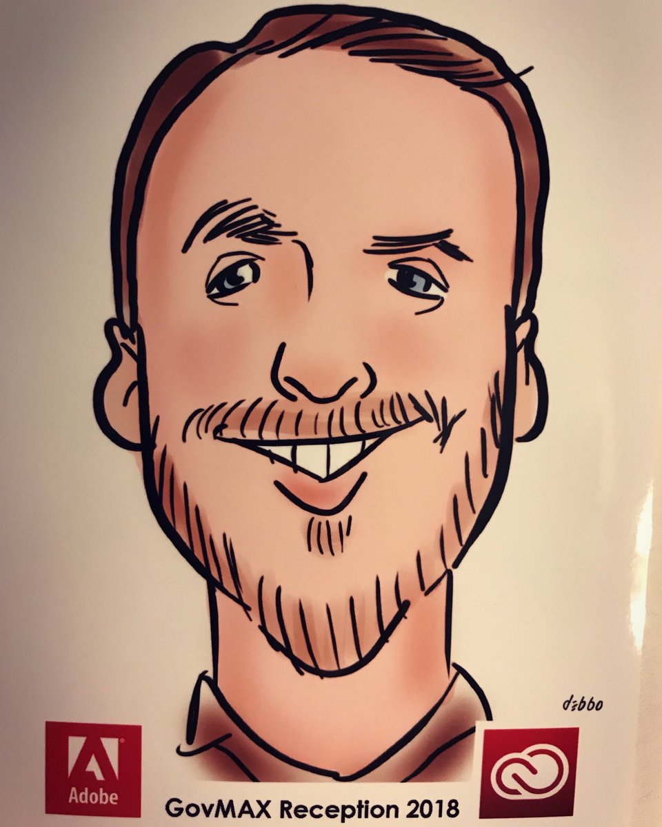 JakeGreen3D's tweet photo. I got a digital caricature done at the #AdobeMAX #GovMAX reception. Met a lot of great people too! This event is pretty amazing so far. https://t.co/Oi1wEvxlJ2