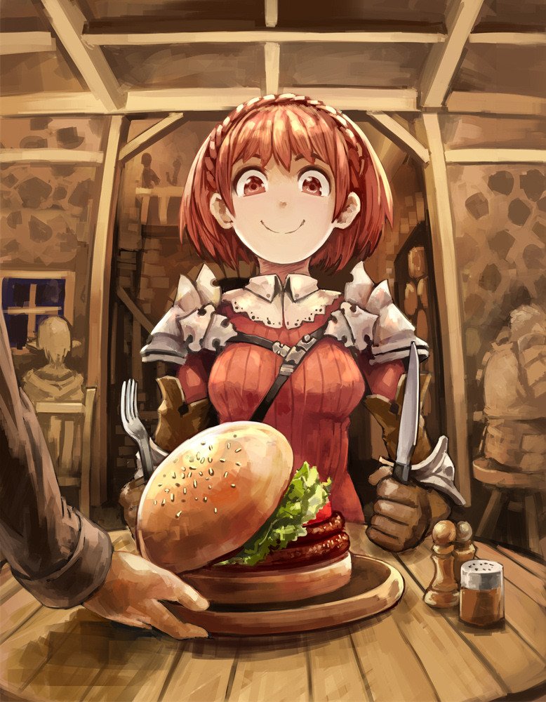 Female Eating Big Burger