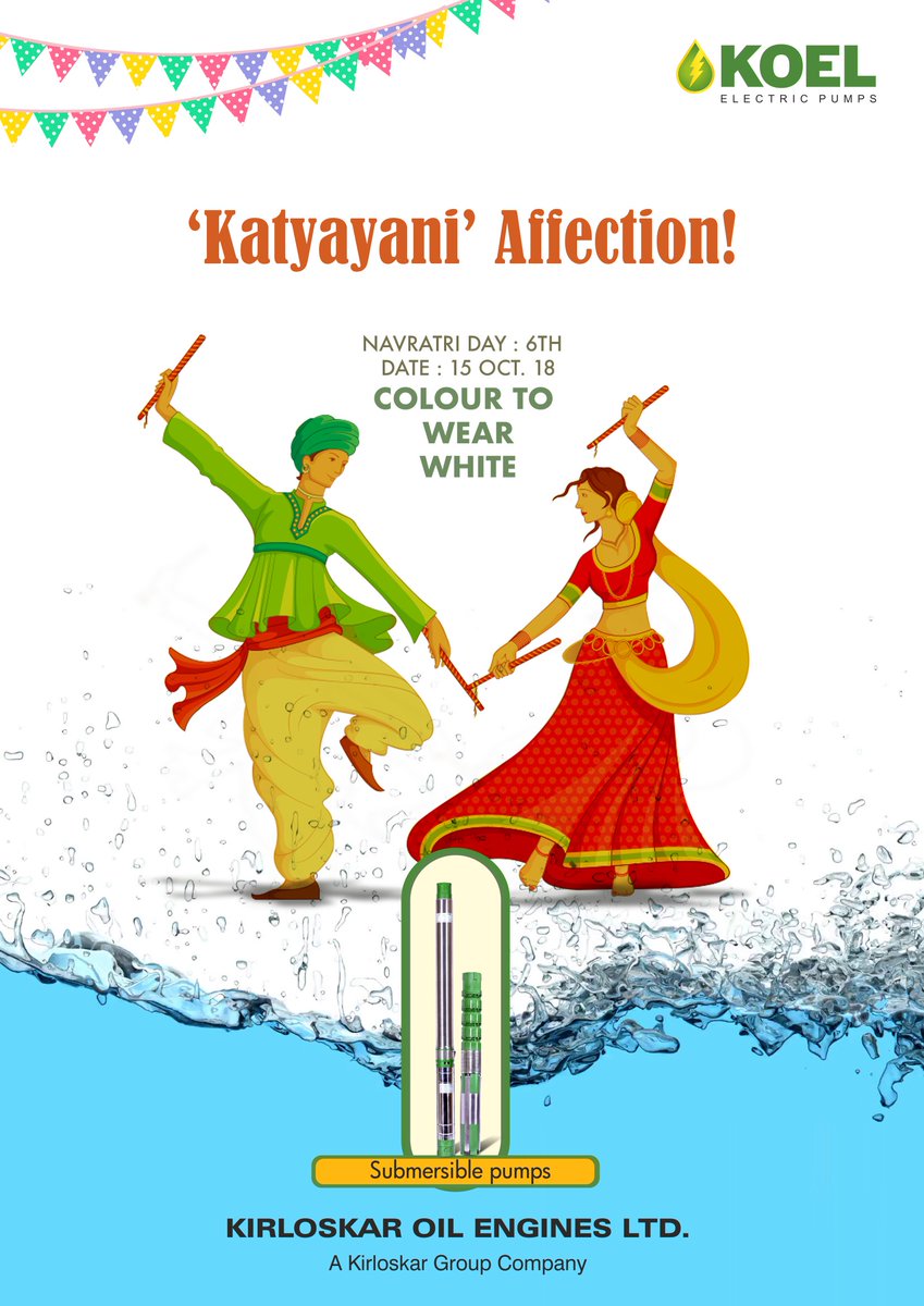 #KOEL Celebrating this Nine Days with Nine Colors of Devotion.
Todays Color: White
#NineDays #NineColors #SubmersiblePumps #NoCompromiseService #KOELpumps #KirloskarOilEnginesLtd #Bestperformance
