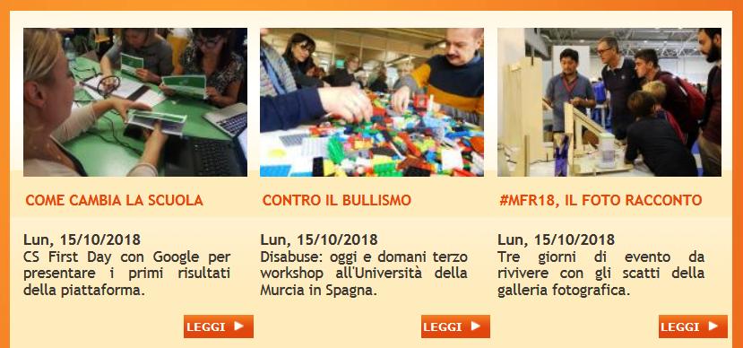 fmdigitale's tweet photo. Buongiorno da @fmdigitale! Oggi in primo piano su https://t.co/8CaUF282G5 il progetto #Disabuse che ci porta a @UMU in Spagna per un workshop con #LegoSeriousPlay #bullismo, il #CSFirstDay al Da Vinci di Roma con @GoogleForEdu #GrowWithGoogle #CSFirstIT e il fotoracconto #MFR18 https://t.co/0uuS3r5wMg