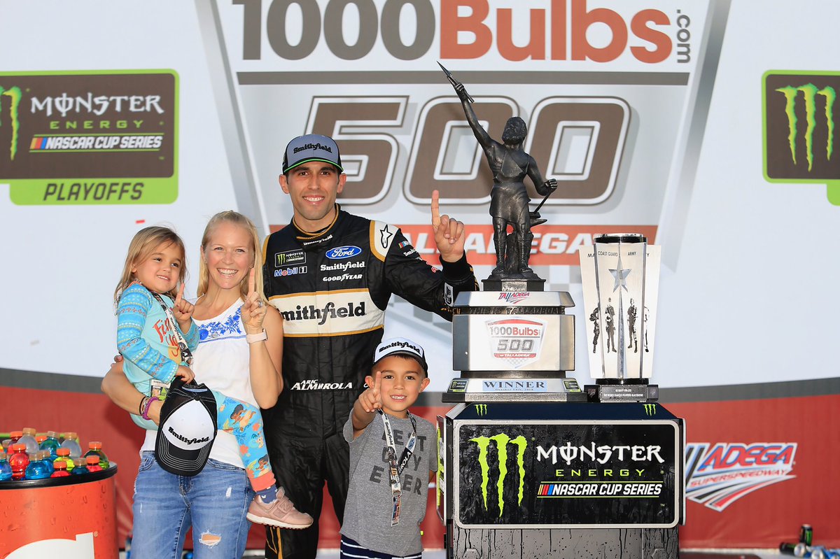 Aric_Almirola's tweet photo. Got home and put the kids to bed, took the trash and recycling out to the road, back to reality. With the exception we have a new trophy in the house. I’m a lucky guy! https://t.co/ceHvzTA5V7