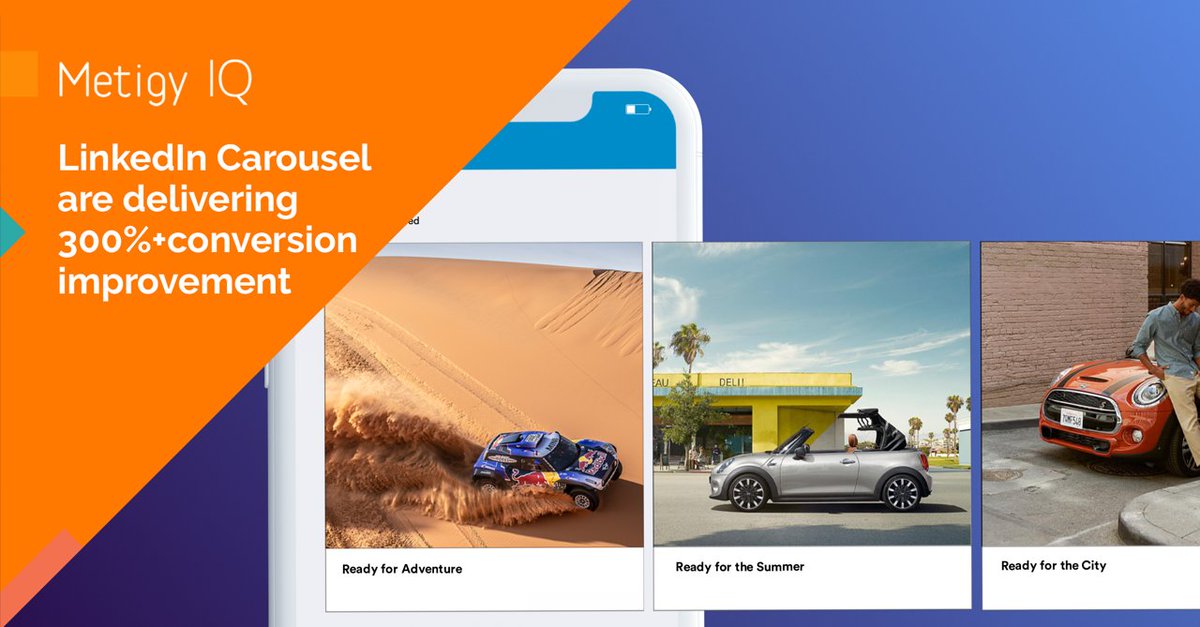 metigy's tweet photo. #LinkedIn #Carouselad units are delivering 300%+ conversion improvement for #B2B brands so why aren’t you using them for your brand? Learn how with the MetigyIQ how to guide #contentmarketing #socialadvertising
https://t.co/2rDfBa6VoN https://t.co/FGaPiPLqm9