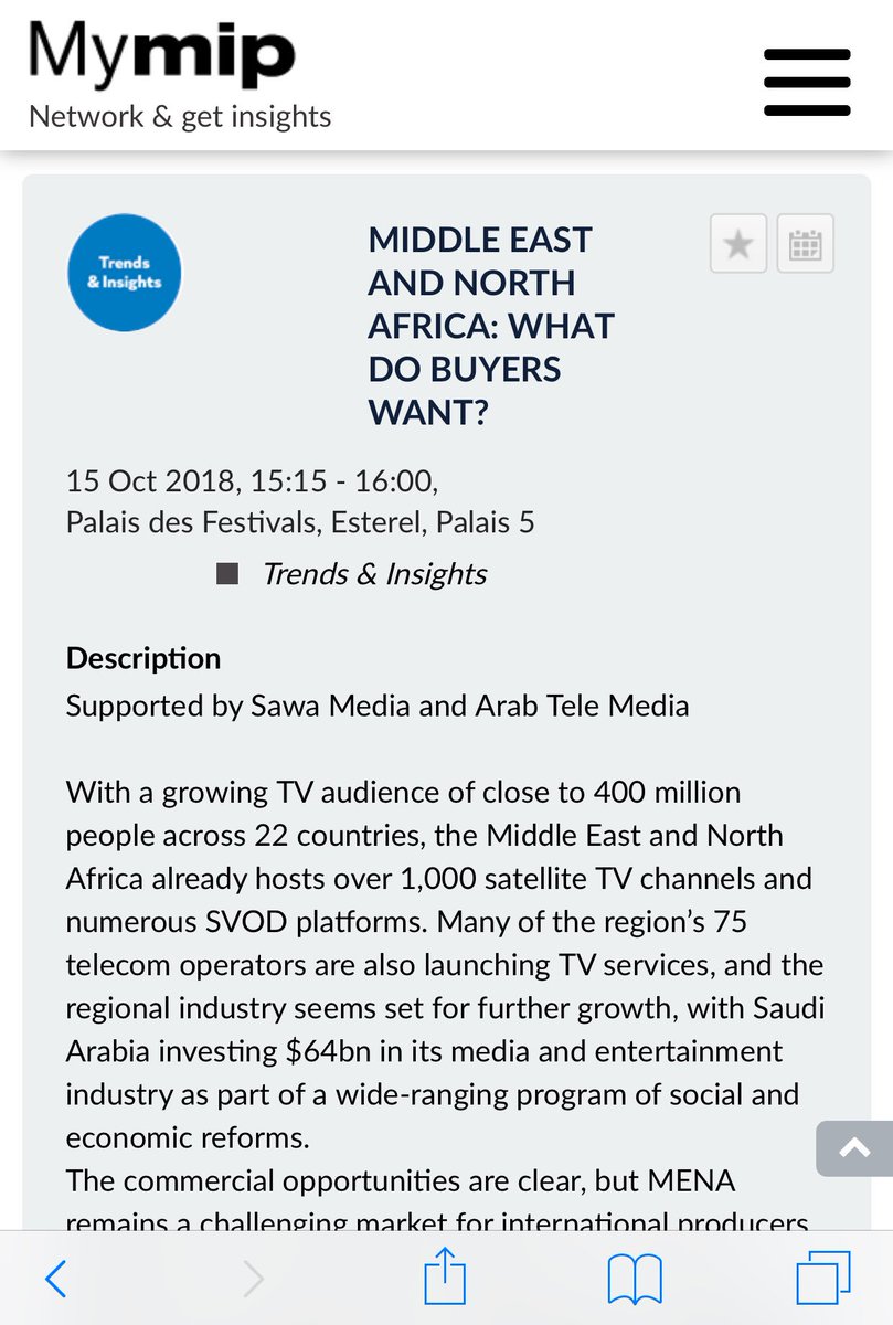Nadine_samra's tweet photo. Speaking today at #Mipcom2018 #mena panel to share some insights about content buyers and #Arabic #audience at 3:15pm Cannes 5:15 Dubai time https://t.co/SG5oAx8r9d