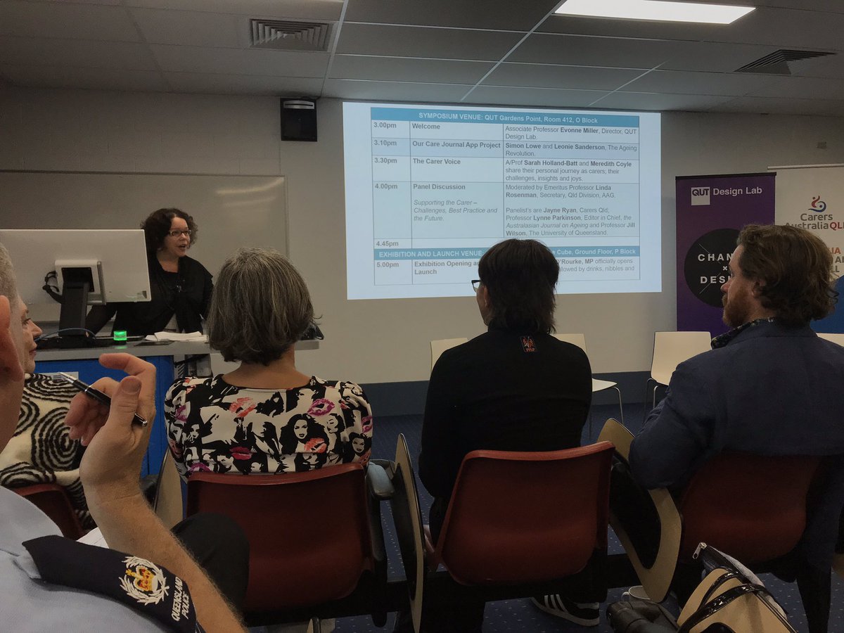 the_shb's tweet image. Delighted to be joining @evonnephd to talk about the experience of caregiving at the @QUTdesign symposium #qutcreate #qutdesign #agedcare