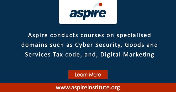 Aspirepvtltd's tweet photo. Aspire conducts courses on specialised domains such as Cyber Security, Goods and Services Tax code, and, Digital Marketing #CyberSecurityTraining #GSTTrainingCourse #DigitalMarketingCourses #AspireInstitute https://t.co/NcbhcpilPg