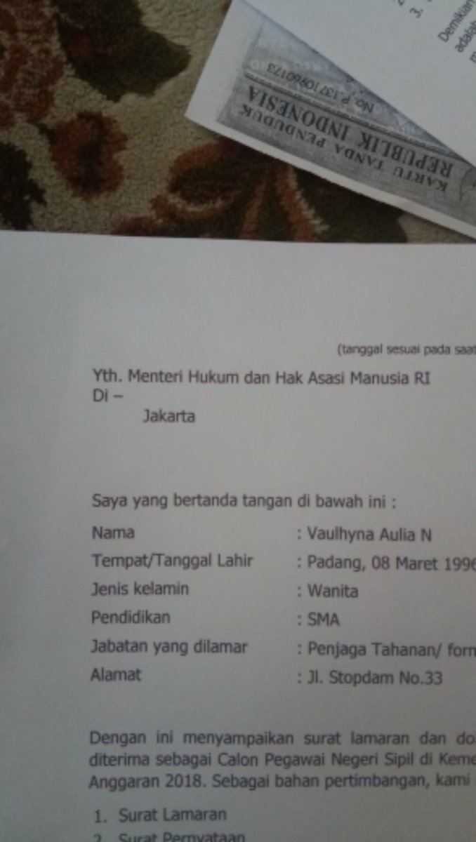 Syukri_SH's tweet photo. @cpnskumham Min saya mau tanya kalau misalnya saya daftar di sumatera barat, jadi surat lamarannya ditujukan ke jakarta atau kanwil kemenkumham sumatera barat? Mohon bantuannya ya min. https://t.co/CKfyQ4QEaj