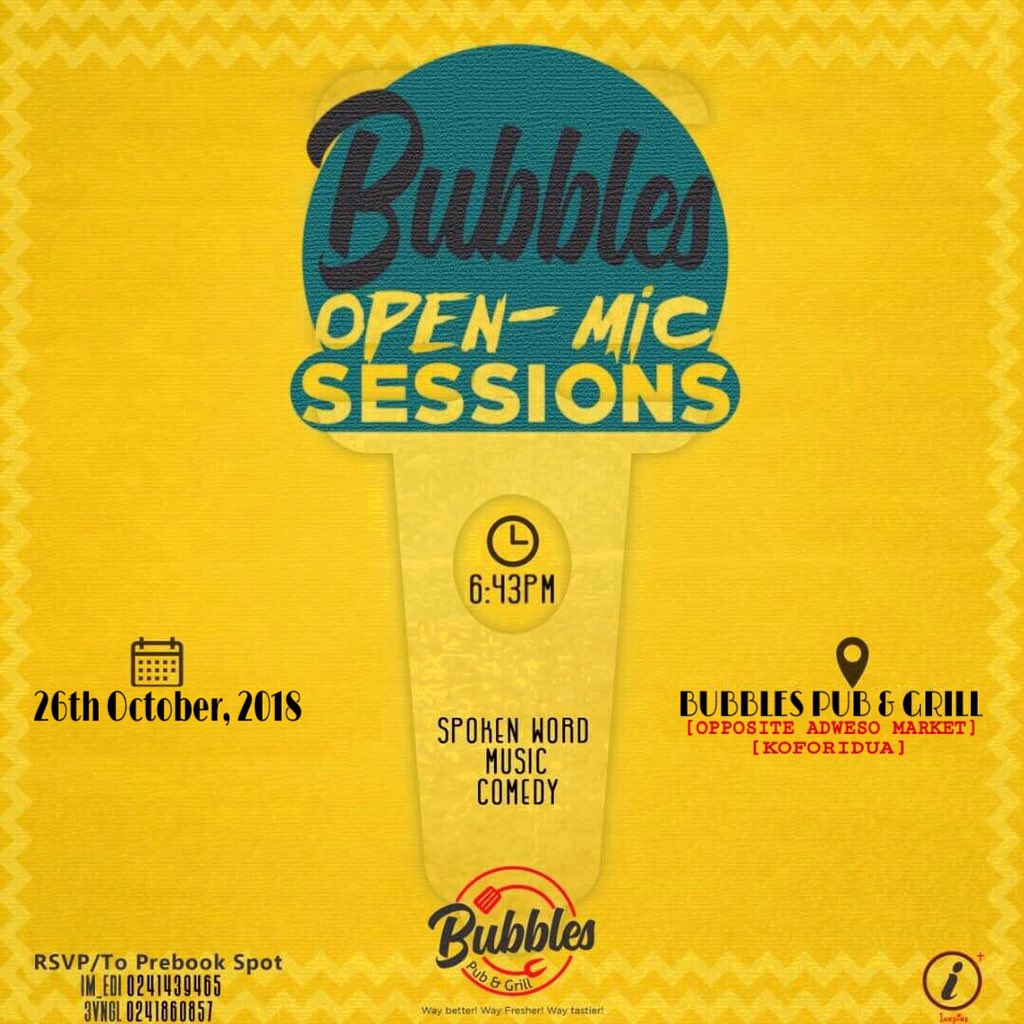 Im_Edi's tweet photo. Bubbles Open-Mic Sessions
This month
You don’t wanna miss it for the world 
#bubblesopenmicsessions
#openmic #music #poetry #comedy https://t.co/pGB5Y6PLfW