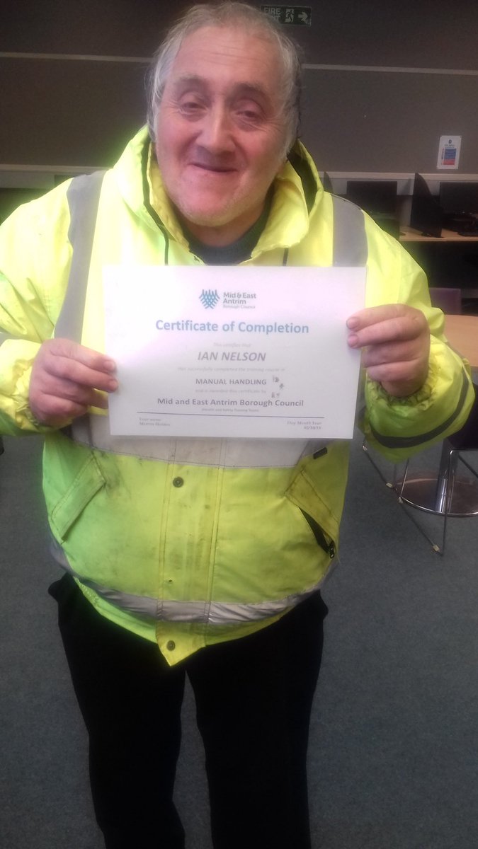 My participant Ian is absolutely loving his placement with ⁦<a href="/mea_bc/">Mid and East Antrim Borough Council</a>⁩ at Redlands Recycling Larne. He is there two days a week and has just completed his Manual Handling training. Thanks for providing these great opportunities #mideastantrimcouncil #larne