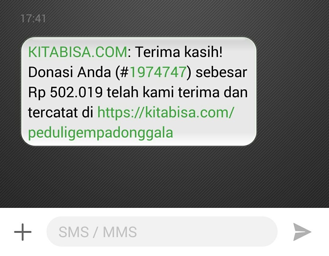 Hasil donasi tersebut sudah disalurkan melalui <a href="/kitabisacom/">Kitabisa - Aplikasi Warga Bantu Warga</a>. Terima kasih banyak bagi yang telah menyumbang, sedikit dari kami semoga bermanfaat untuk teman-teman di Palu-Donggala. Berkah rahayu. #Puisian #MalamPuisiBekasi